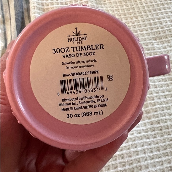 Holiday Time Pink Tumbler with Handle - Picture 2 of 2